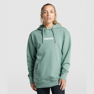 Φουτερ με Κουκουλα Gymshark Apollo σταμπεσ Oversized ανοιχτο πρασινο | 521KQZIBG