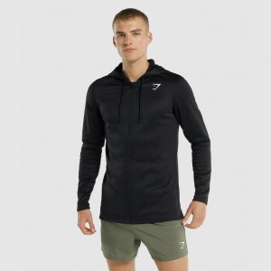 Φουτερ με Κουκουλα Gymshark Arrival Zip Up μαυρα | 247DRPSYJ