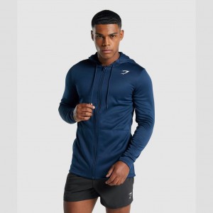 Φουτερ με Κουκουλα Gymshark Arrival Zip Up σκουρο μπλε | 027BTQVWY