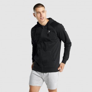 Φουτερ με Κουκουλα Gymshark Crest Zip Up μαυρα | 956TUZLVK