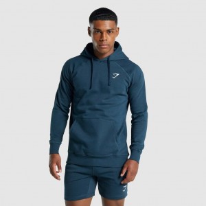 Φουτερ με Κουκουλα Gymshark Crest σκουρο μπλε | 876QXTADS