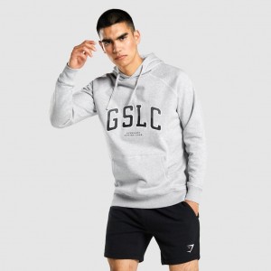 Φουτερ με Κουκουλα Gymshark GSLC Collegiate ανοιχτο γκρι | 975POFUGM
