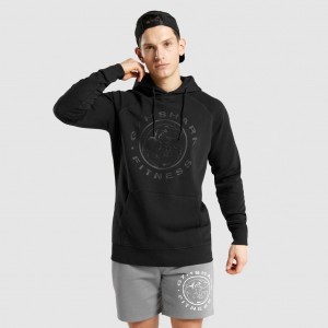 Φουτερ με Κουκουλα Gymshark Legacy μαυρα μαυρα | 645EQHXTK