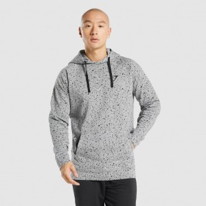 Φουτερ με Κουκουλα Gymshark Micro Print ανοιχτο γκρι | 016RLXHDP