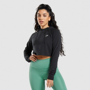 Φουτερ με Κουκουλα Gymshark Αθλητικά Cropped μαυρα | 427RDGISK