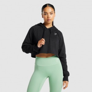Φουτερ με Κουκουλα Gymshark Αθλητικά Cropped μαυρα | 507RLBIXE