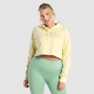 Φουτερ με Κουκουλα Gymshark Αθλητικά Cropped ανοιχτο κίτρινα | 059UNODSC