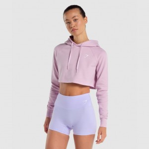 Φουτερ με Κουκουλα Gymshark Αθλητικά Cropped ανοιχτο ροζ | 854AODWYU