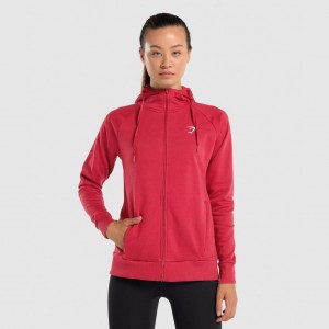Φουτερ με Κουκουλα Gymshark Αθλητικά Zip Up μπορντο | 742QOWUBI