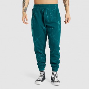 παντελονι jogger Gymshark Power Teal Print | 813OAQJMF