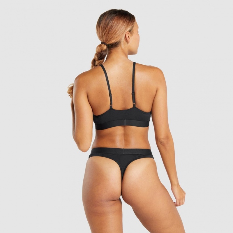 Bralette Gymshark βαμβακερα Triangle μαυρα | 146YWRQNG