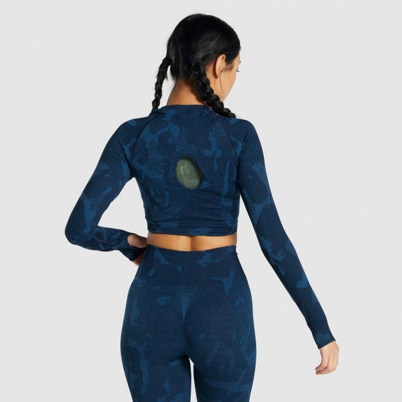 μπλουζακια Gymshark Adapt Camo Seamless Long Sleeve Crop Savanna | 845QBEHGP