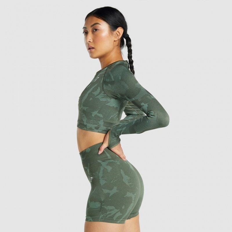 μπλουζακια Gymshark Adapt Camo Seamless Long Sleeve Crop Savanna | 513EOAMUZ