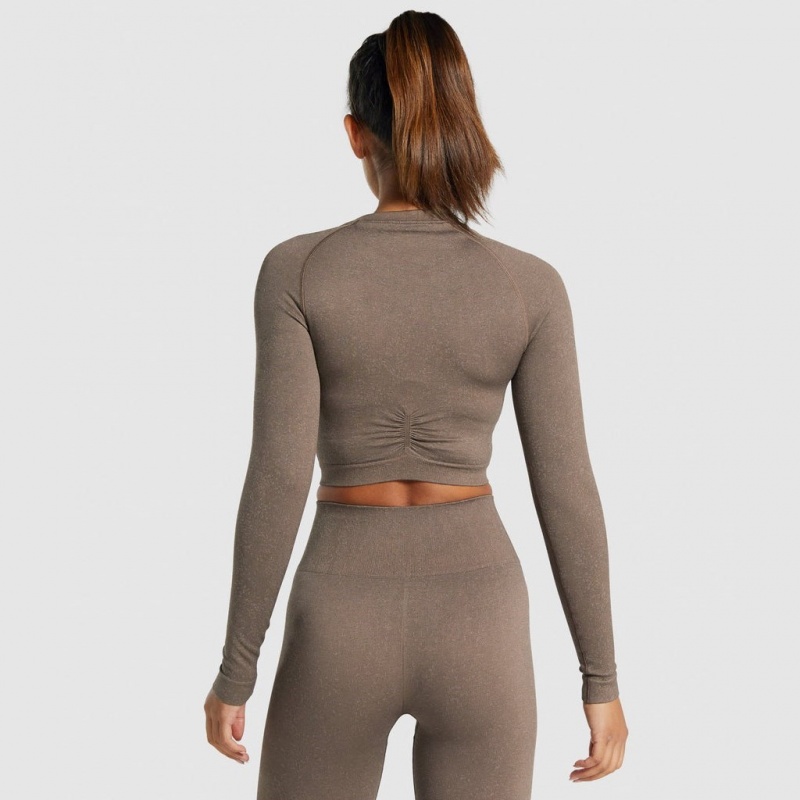 μπλουζακια Gymshark Adapt Fleck Seamless Long Sleeve Crop Mineral | 210WELUFT