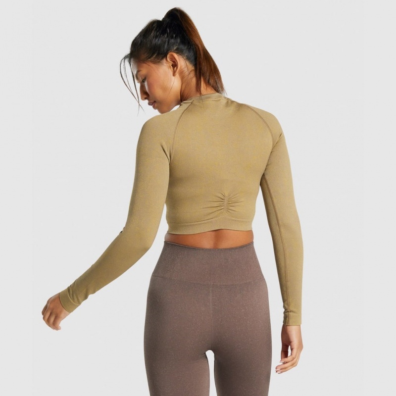 μπλουζακια Gymshark Adapt Fleck Seamless Long Sleeve Crop Mineral | 349JXKAIG