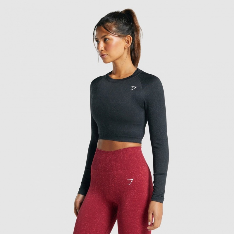 μπλουζακια Gymshark Adapt Fleck Seamless Long Sleeve Crop Mineral | 512LABKFT