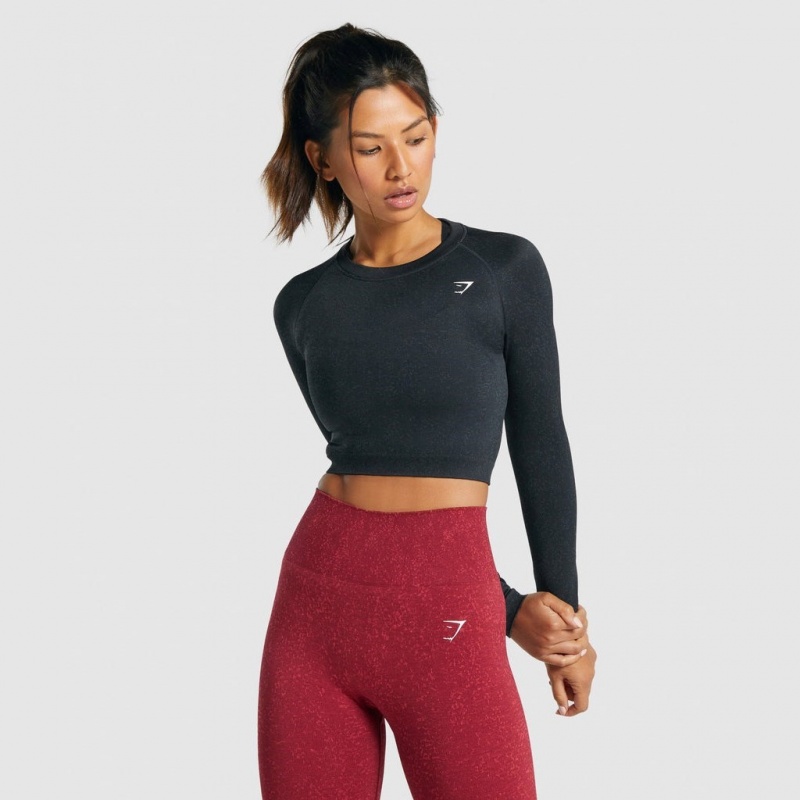 μπλουζακια Gymshark Adapt Fleck Seamless Long Sleeve Crop Mineral | 512LABKFT