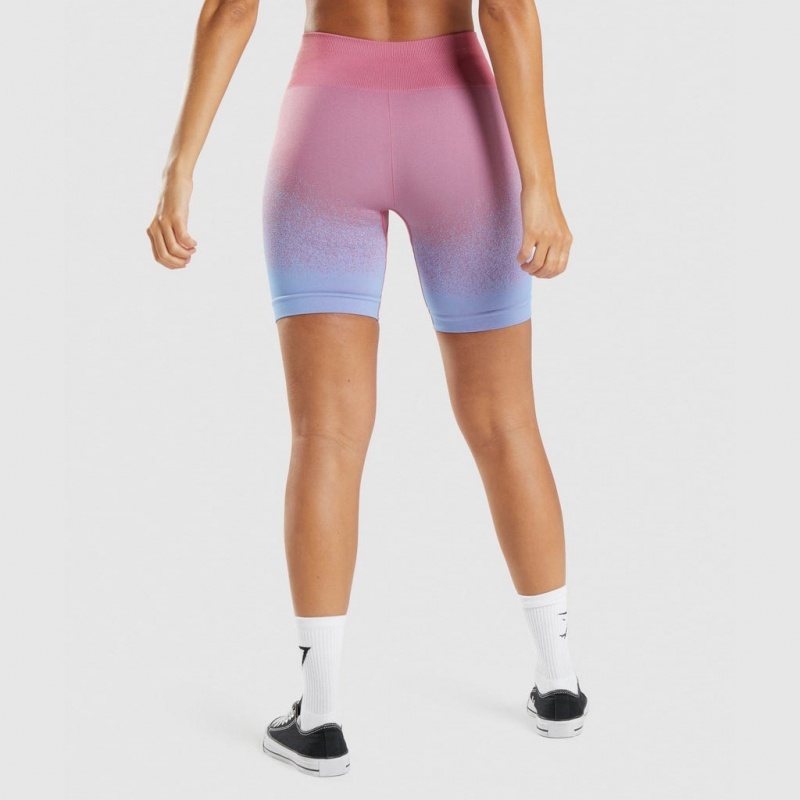 Σορτσ Gymshark Adapt Ombre Seamless Cycling ροζ ροζ ανοιχτο μπλε | 672VBETXZ