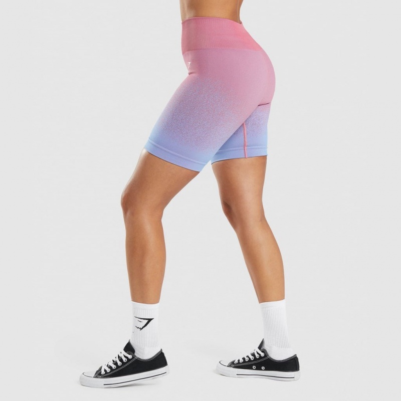 Σορτσ Gymshark Adapt Ombre Seamless Cycling ροζ ροζ ανοιχτο μπλε | 672VBETXZ