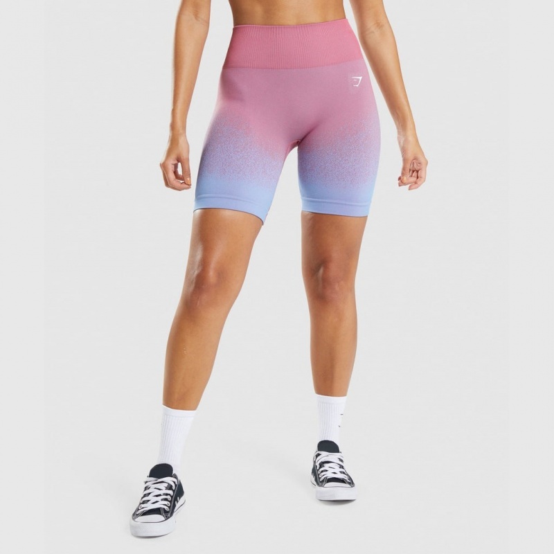 Σορτσ Gymshark Adapt Ombre Seamless Cycling ροζ ροζ ανοιχτο μπλε | 672VBETXZ