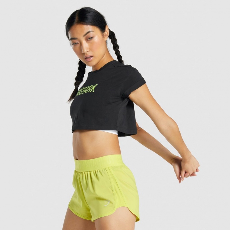 μπλουζακια Gymshark Animal σταμπεσ Infill Crop μαυρα | 562HPIKJS