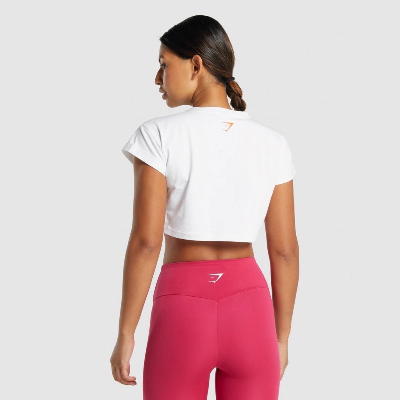 μπλουζακια Gymshark Animal σταμπεσ Infill Crop ασπρα | 650XHMGCO