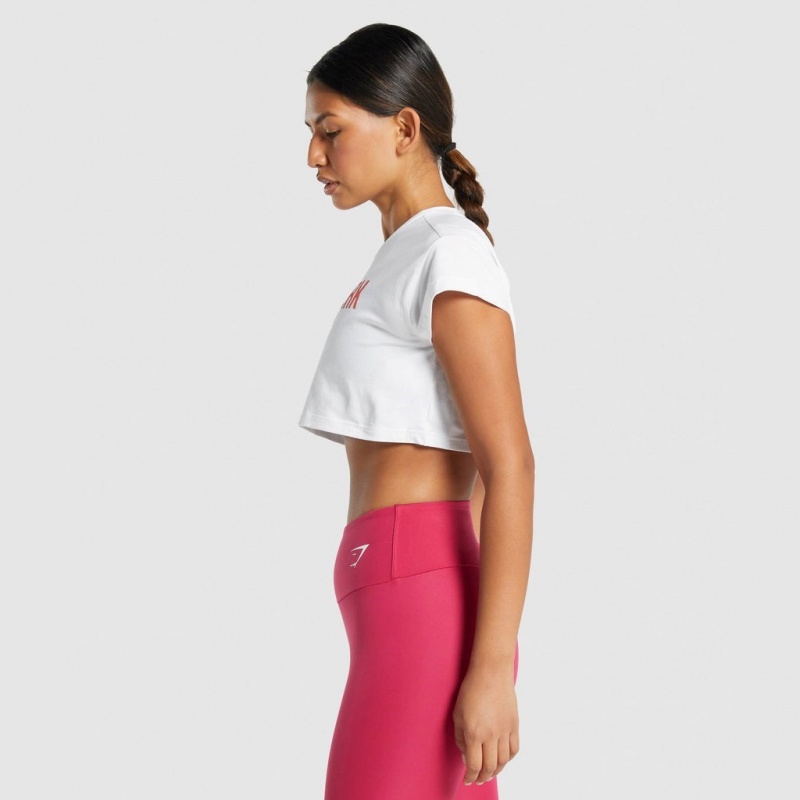 μπλουζακια Gymshark Animal σταμπεσ Infill Crop ασπρα | 650XHMGCO