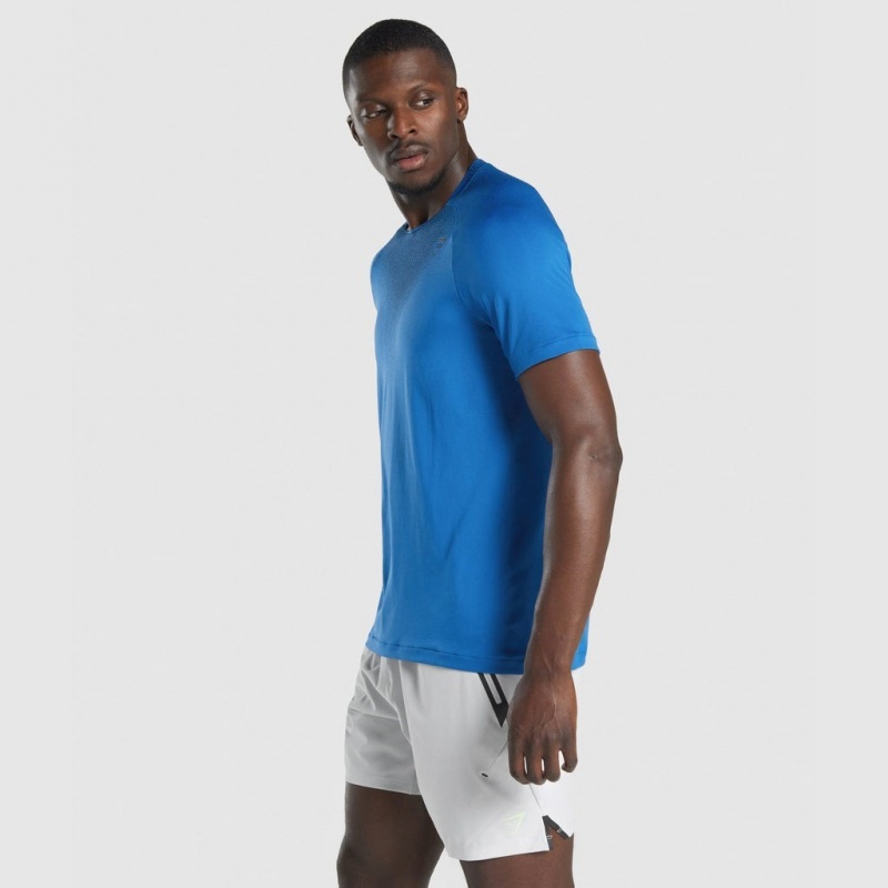 μπλουζακια Gymshark Apex Contrast Seamless μπλε | 659ZEHUMB