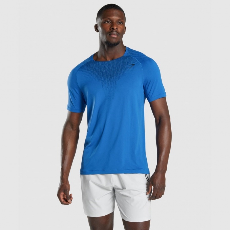 μπλουζακια Gymshark Apex Contrast Seamless μπλε | 659ZEHUMB