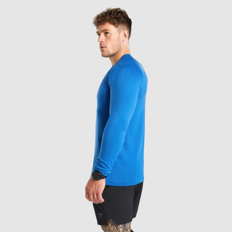 μπλουζακια Gymshark Apex Long Sleeve Seamless μπλε | 827BALDXC