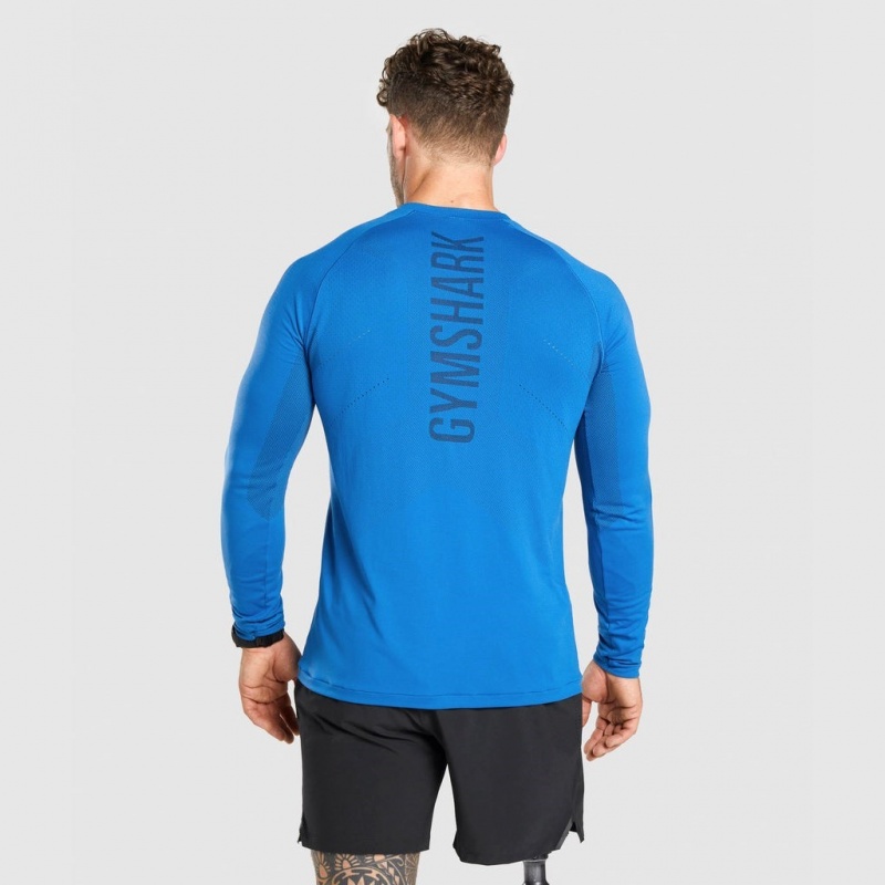 μπλουζακια Gymshark Apex Long Sleeve Seamless μπλε | 827BALDXC