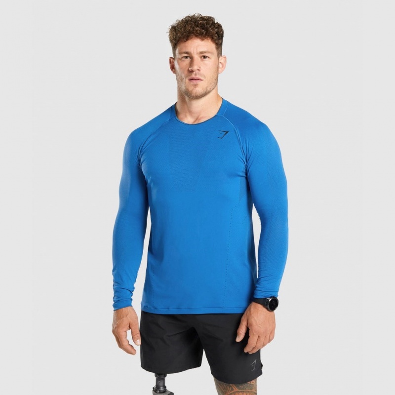 μπλουζακια Gymshark Apex Long Sleeve Seamless μπλε | 827BALDXC