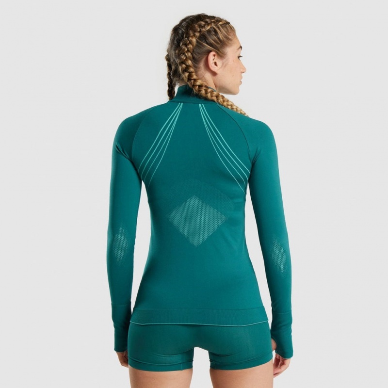 Φουτερ Gymshark Apex Seamless 1/4 Zip Teal | 054QNTSRM