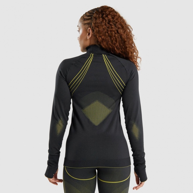 Φουτερ Gymshark Apex Seamless 1/4 Zip μαυρα κίτρινα | 915BGOWCA