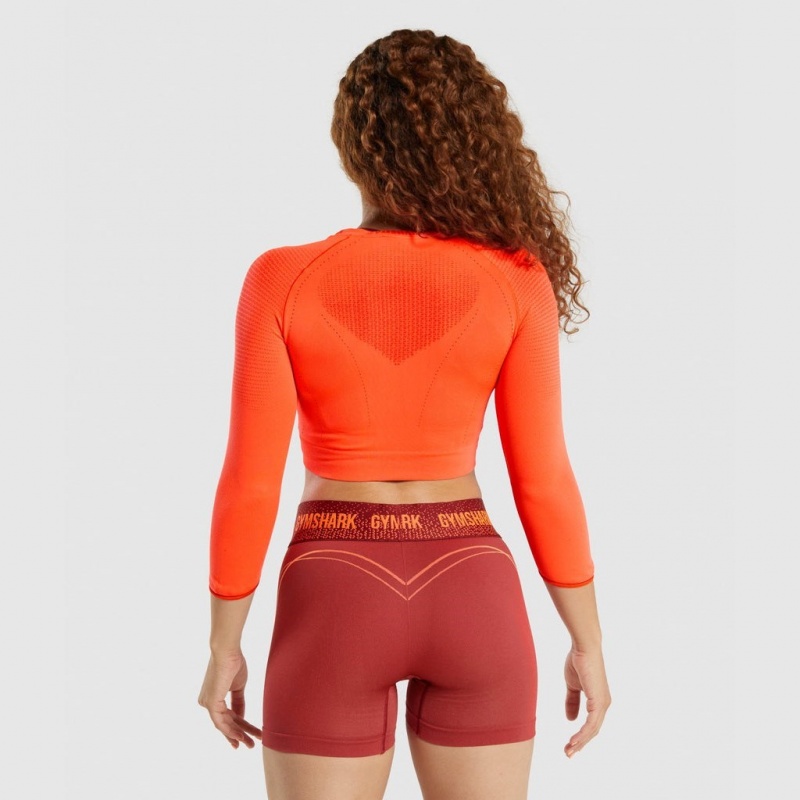 μπλουζακια Gymshark Apex Seamless Crop πορτοκαλι | 582DAPXLW