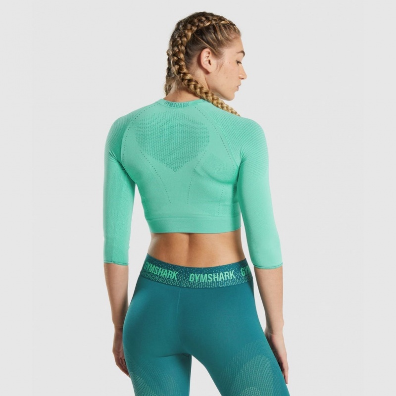μπλουζακια Gymshark Apex Seamless Crop τυρκουάζ | 892PRBKXA