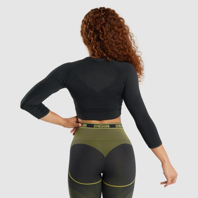μπλουζακια Gymshark Apex Seamless Crop μαυρα | 915FJXPAQ