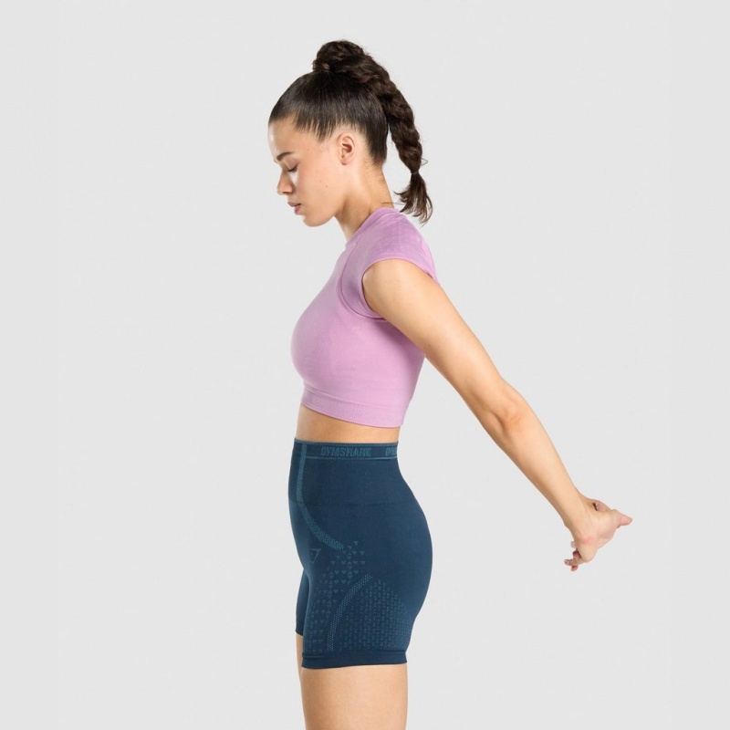 μπλουζακια Gymshark Apex Seamless Crop μωβ ανοιχτο μωβ | 374JZTFMR