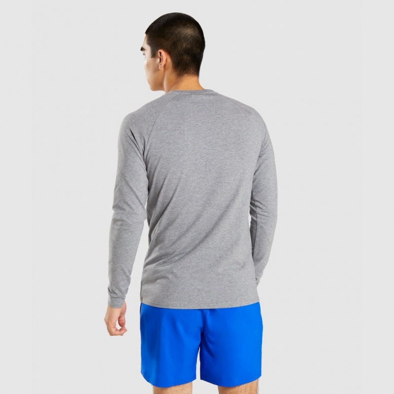 μπλουζακια Gymshark Apollo Long Sleeve Charcoal Marl | 681KYTWAC