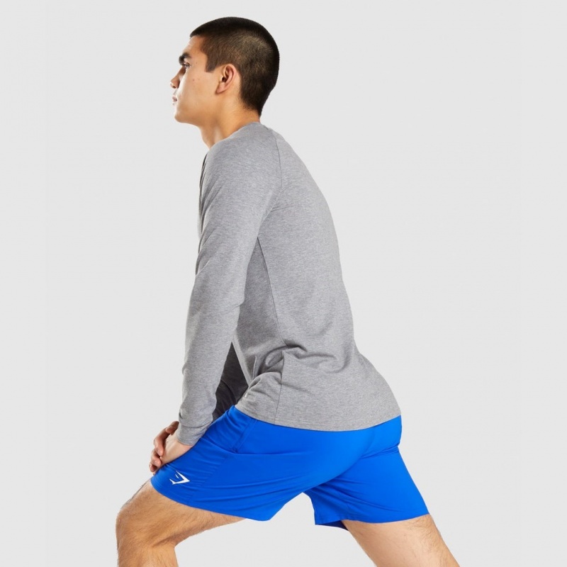 μπλουζακια Gymshark Apollo Long Sleeve Charcoal Marl | 681KYTWAC
