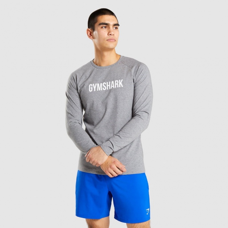 μπλουζακια Gymshark Apollo Long Sleeve Charcoal Marl | 681KYTWAC
