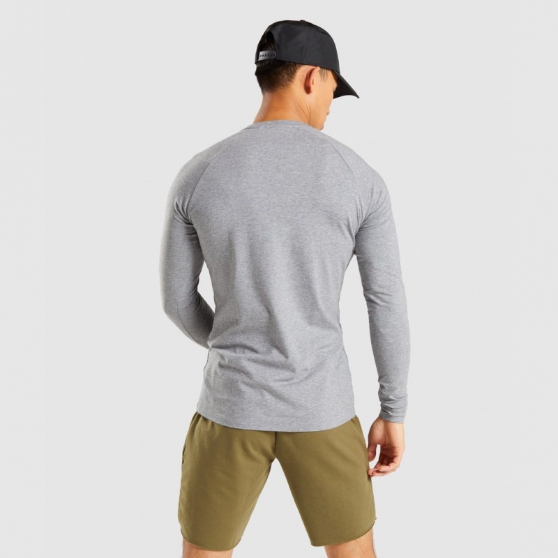 μπλουζακια Gymshark Apollo Long Sleeve Charcoal Marl | 836XIBFWU