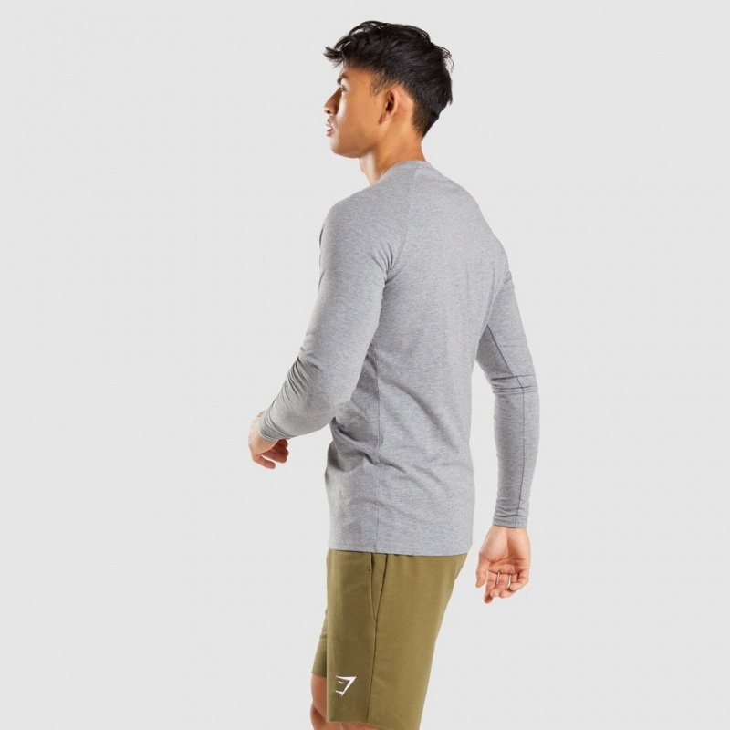 μπλουζακια Gymshark Apollo Long Sleeve Charcoal Marl | 836XIBFWU