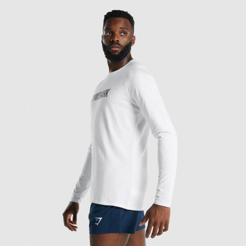μπλουζακια Gymshark Apollo Long Sleeve ασπρα | 037AGLEYB