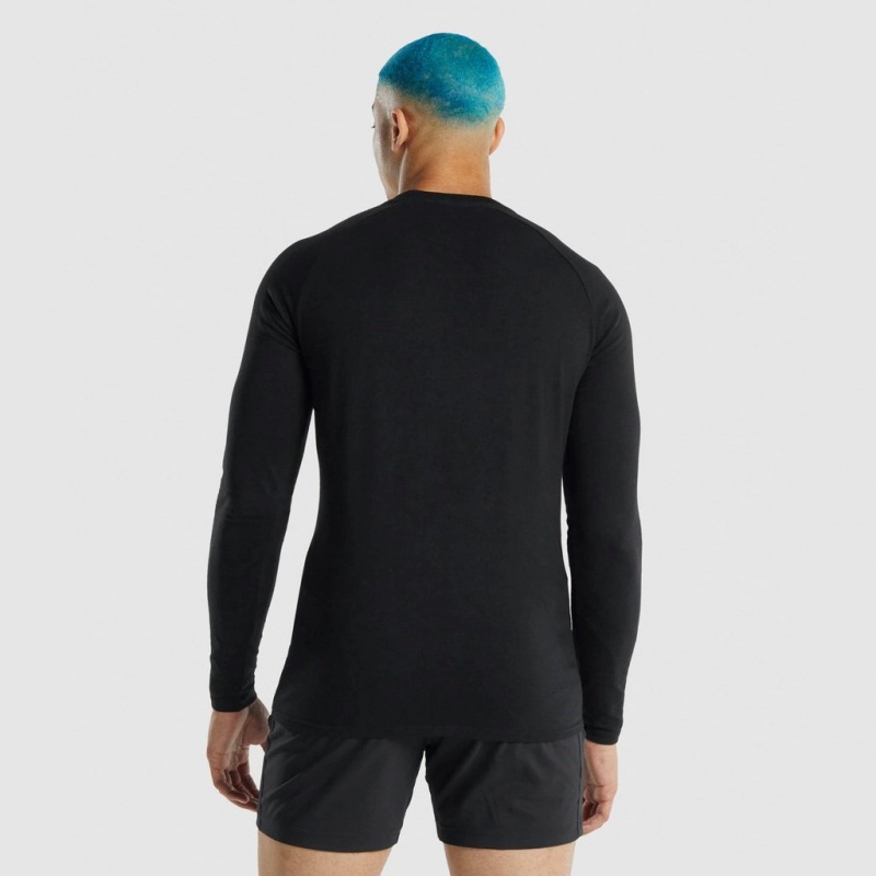 μπλουζακια Gymshark Apollo Long Sleeve μαυρα | 672QHNXSV
