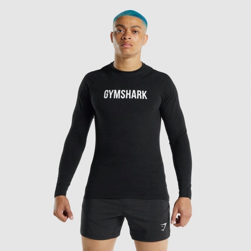 μπλουζακια Gymshark Apollo Long Sleeve μαυρα | 672QHNXSV
