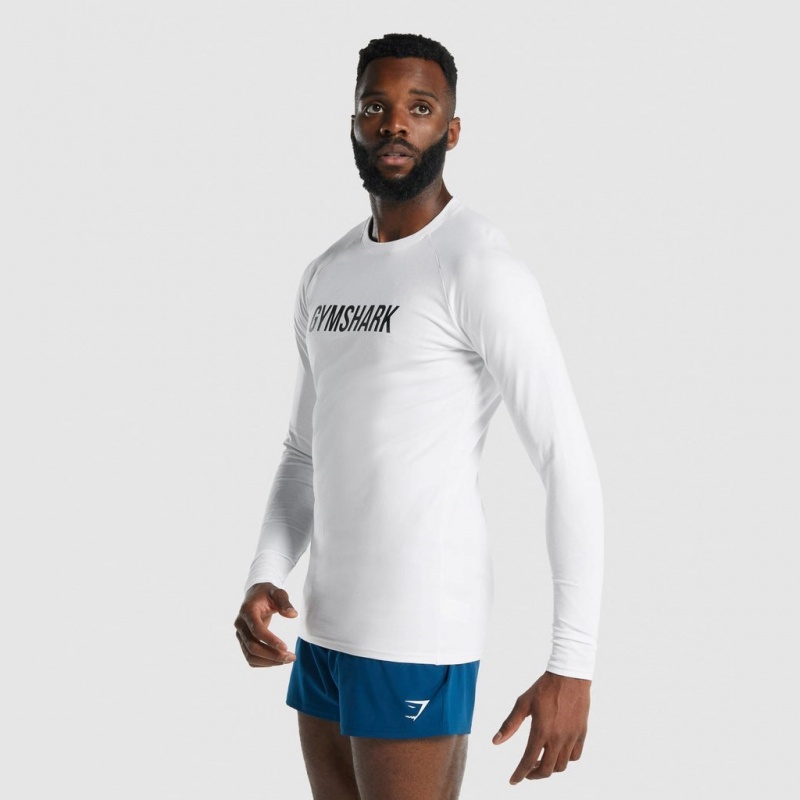 μπλουζακια Gymshark Apollo Long Sleeve ασπρα | 825OCXVSJ