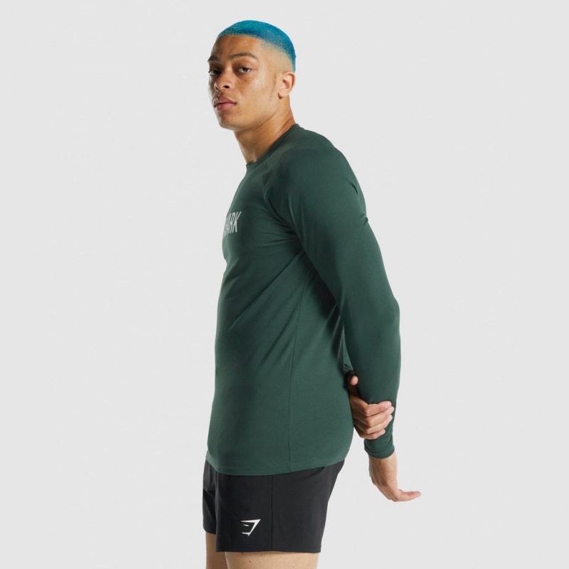 μπλουζακια Gymshark Apollo Long Sleeve σκούρο πρασινο | 136CDPOQR