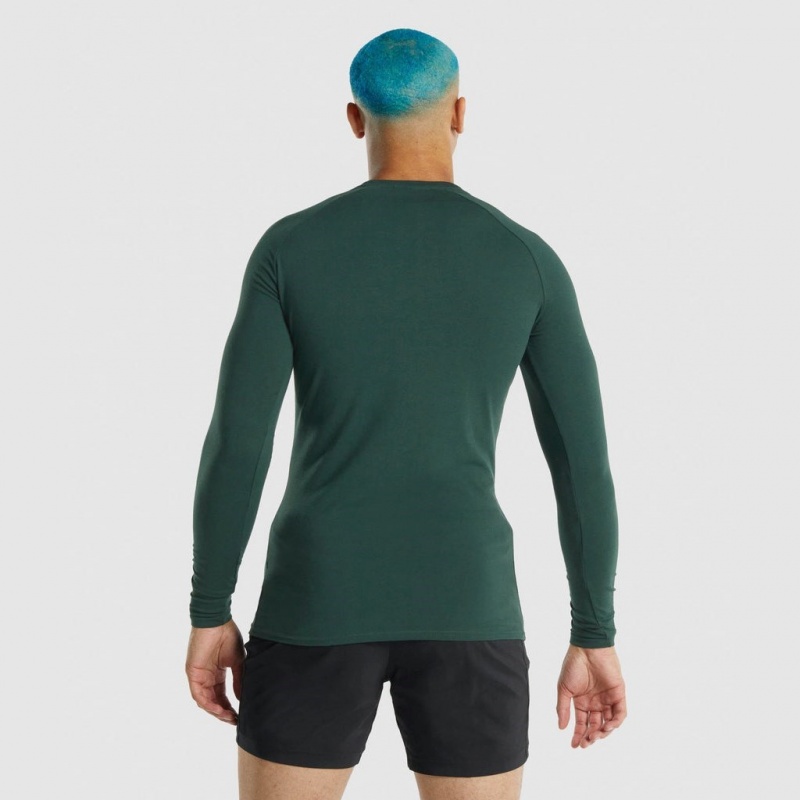 μπλουζακια Gymshark Apollo Long Sleeve σκούρο πρασινο | 295QSRCXB