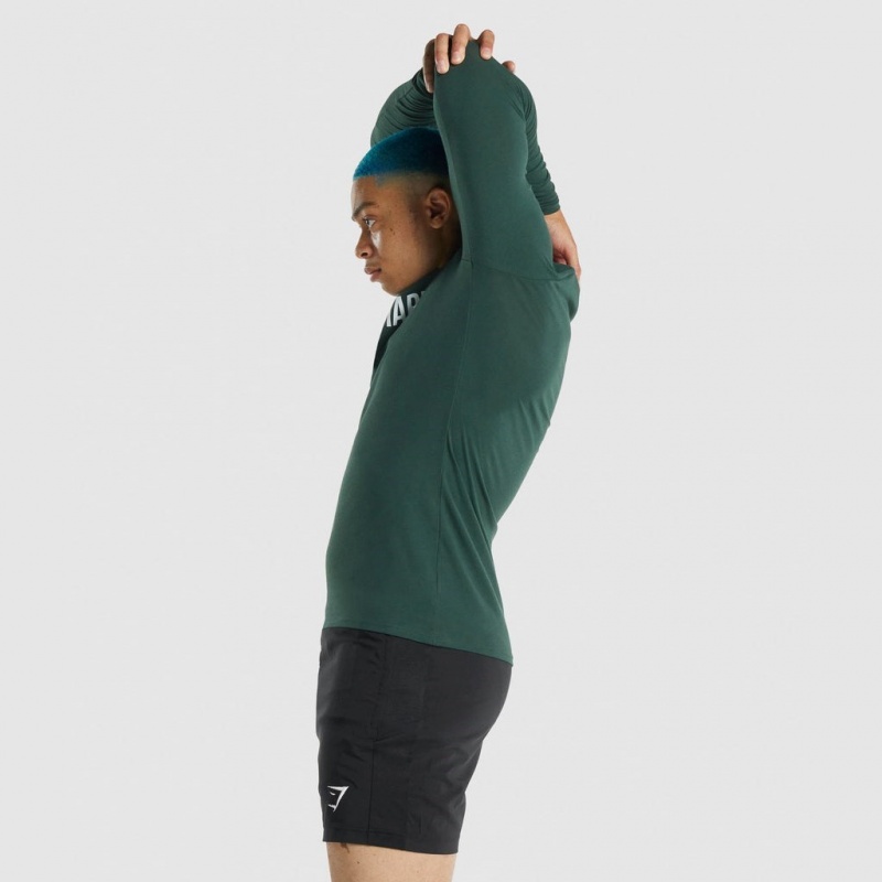 μπλουζακια Gymshark Apollo Long Sleeve σκούρο πρασινο | 295QSRCXB